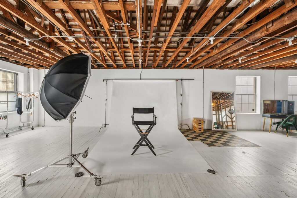 portrait studio with cyclorama backdrop